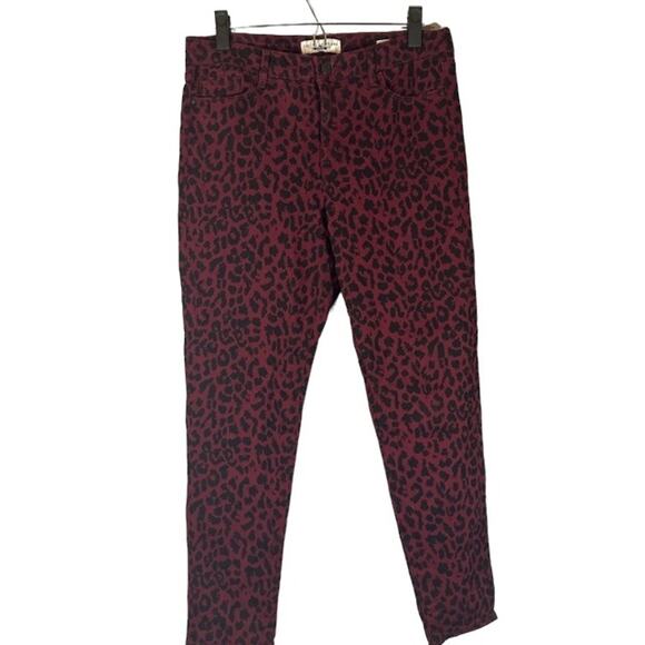 Sanctuary Dark Pink & Black Leopard Animal Print Ankle Skinny Jeans Women Sz 8 - Picture 1 of 13